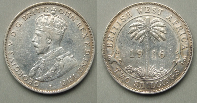 British West Africa 1916H Two Shilling